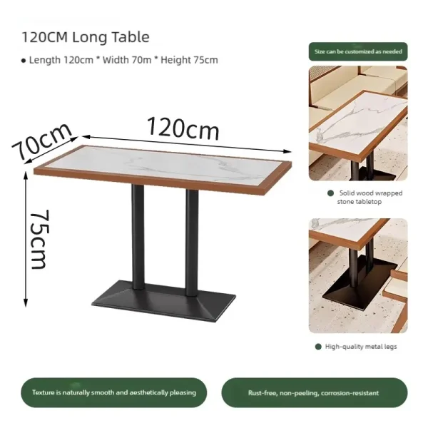 Wholesale Commercial Restaurant Table and Chair Set – Solid Wood Frame, Rattan Backrest and Marble Top