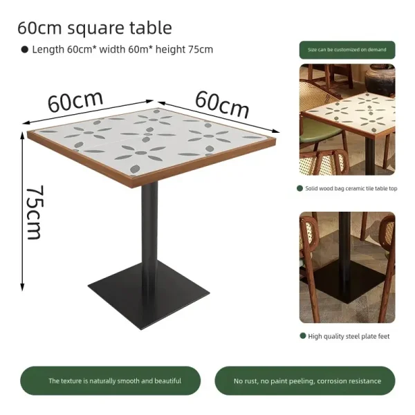60cm restaurant square table dimensions