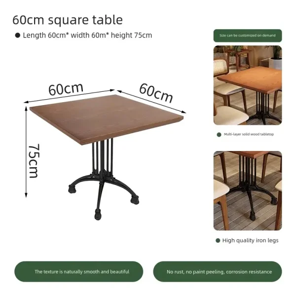 60cm restaurant square table dimensions