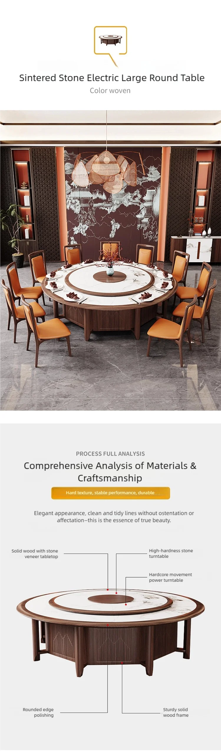 hotel large round dining table set details (1)