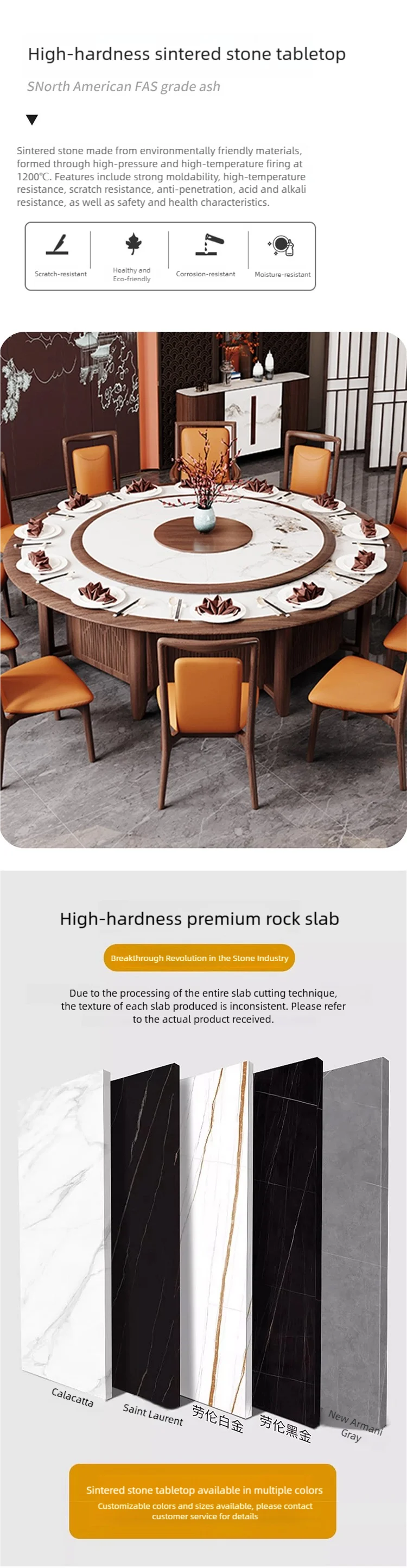 hotel large round dining table set details (2)