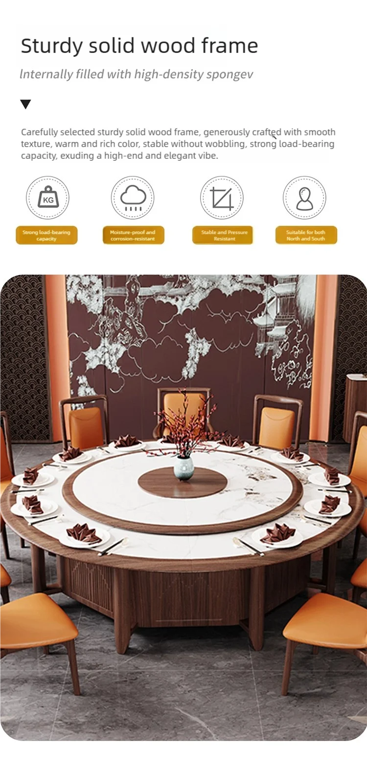 hotel large round dining table set details (4)