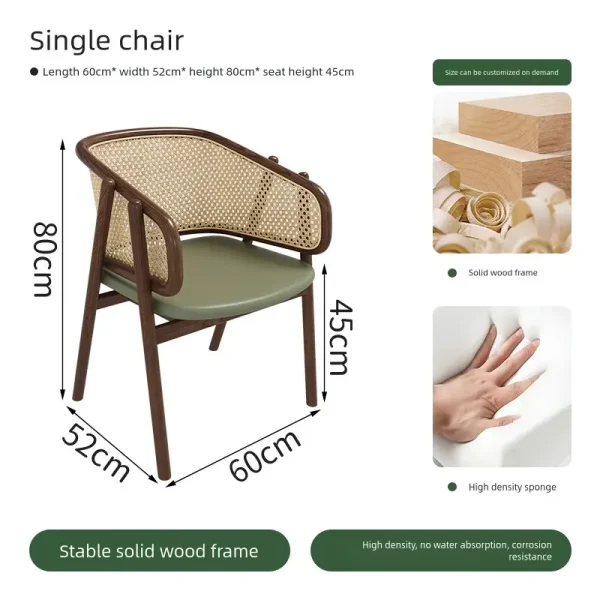 rattan restaurant single chair dimensions