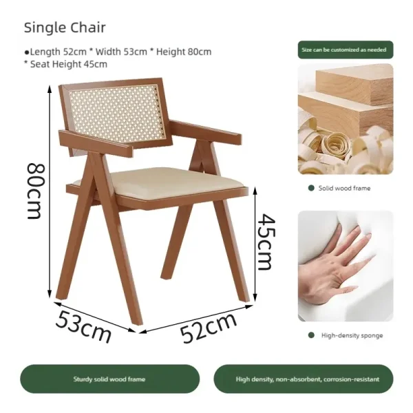 Wholesale Commercial Restaurant Table and Chair Set – Solid Wood Frame, Rattan Backrest and Marble Top