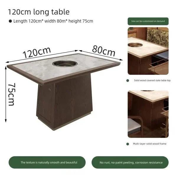 rectangular hot pot table dimensions