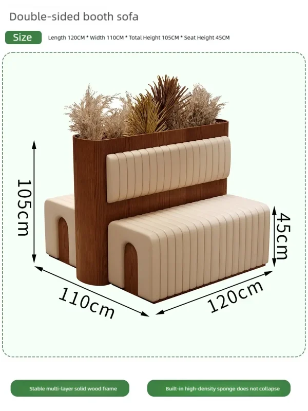 restaurant double-sides booth sofa dimensions
