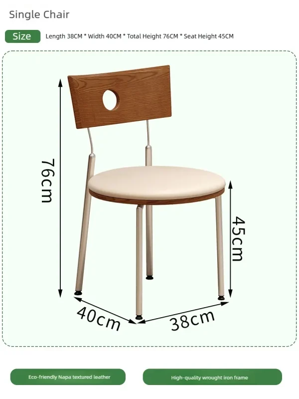restaurant single chair dimensions
