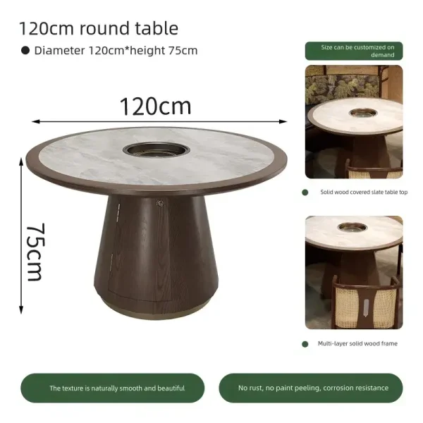 round hot pot table dimensions