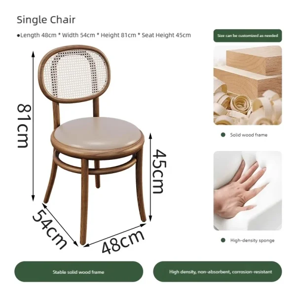 Wholesale Restaurant Tables and Chairs with Natural Wood and Rattan Backs