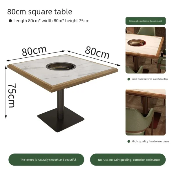 Square hot pot table​ dimensions