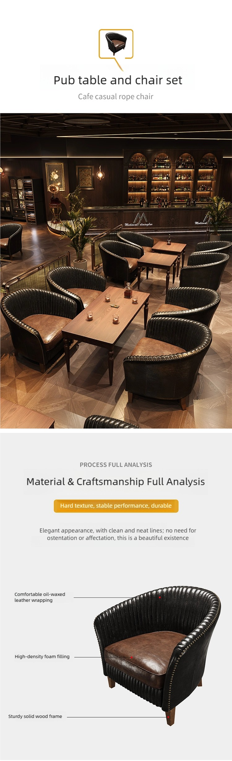 Wholesale Vintage Pub Table and Chair Sets, Bulk Pub Furniture for Sale - 图片 7