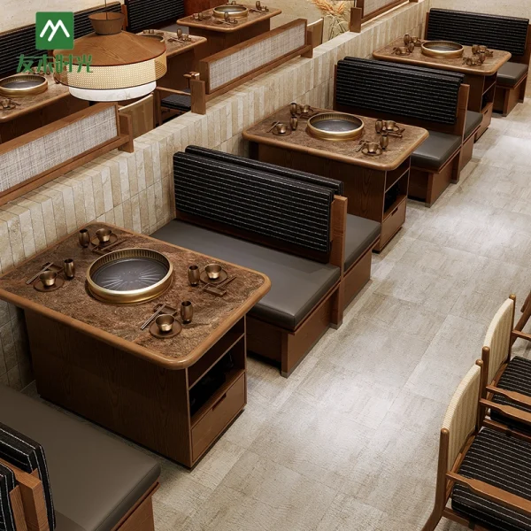 Оптовая продажа столов и стульев для горячих кастрюль в ретро-стиле