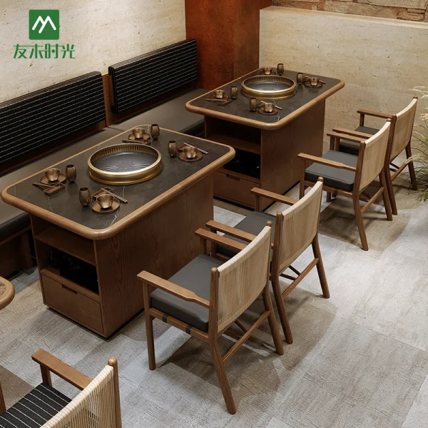 Оптовая продажа столов и стульев для горячих кастрюль в ретро-стиле