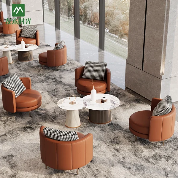 Factory Supply Commercial Lobby Furniture – Semi-Circular Sofas, Chairs, and Coffee Tables