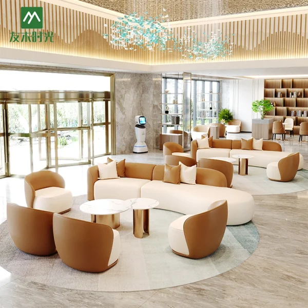 Wholesale High-end Hotel Lobby Furniture Supplier, Including Sofas, Tables, and Chairs for Commercial and Leisure Areas.