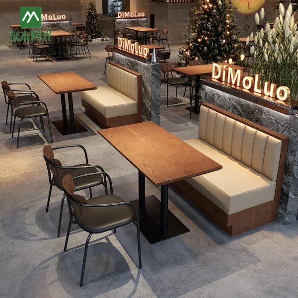 Retro-style Booth Sofa, Table, and Chair Set for Cafe, Music Restaurant, Bar