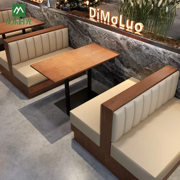 Retro-style Booth Sofa, Table, and Chair Set for Cafe, Music Restaurant, Bar