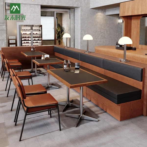 Heavyweight Modern Restaurant Table, Chair, and Booth Set – Accent Back Booth Set with Matching Dining Tables