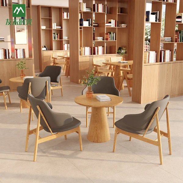 Wholesale Library Furniture – Customizable Semi-circular Booth Sofas and Tables and Chairs Available