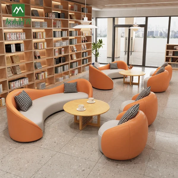 Wholesale Modern S-Shape Curved Sofa Set for Library, Bookstore