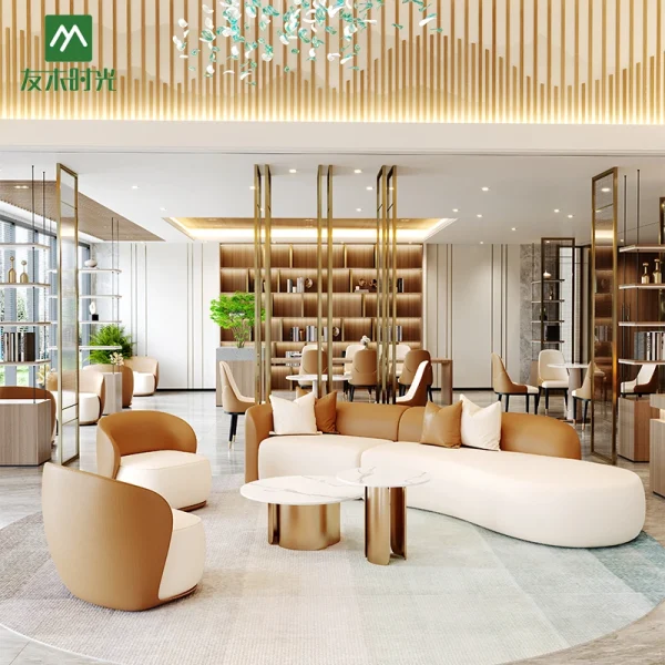 Wholesale High-end Hotel Lobby Furniture Supplier, Including Sofas, Tables, and Chairs for Commercial and Leisure Areas.