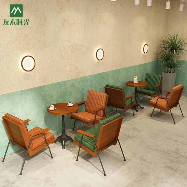 Wholesale Coffee Shop Lounge Table and Chair Sets - Metal + Multi-Layer Plywood Frame Material