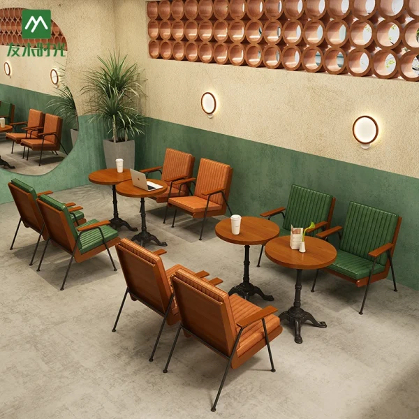 Wholesale Coffee Shop Lounge Table and Chair Sets - Metal + Multi-Layer Plywood Frame Material