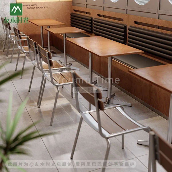 Industrial-style Commercial-grade Wood-grain Restaurant and Cafe Furniture Sets