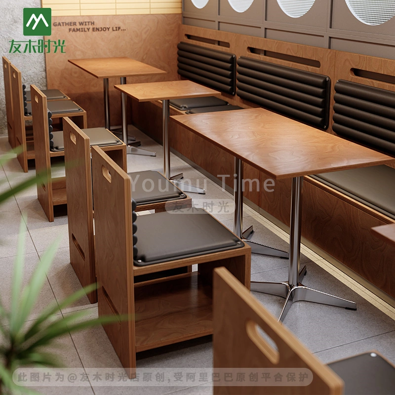 Industrial-style Commercial-grade Wood-grain Restaurant and Cafe Furniture Sets - Image 5