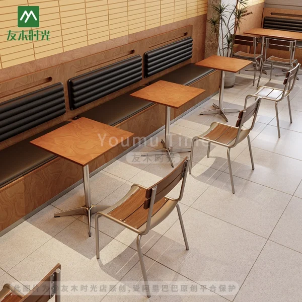 Industrial-style Commercial-grade Wood-grain Restaurant and Cafe Furniture Sets