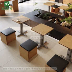 Wholesale Modern Minimalist Cafe Table, Booth & Stool Set – Solid Wood Tables with Cushioned Seating
