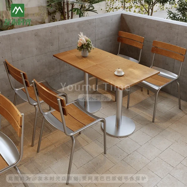 Wholesale Restaurant Tables and Chairs, Korean-Style, Stainless Steel Frame - Ideal For Cafe and Casual Restaurant