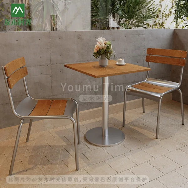 Wholesale Restaurant Tables and Chairs, Korean-Style, Stainless Steel Frame - Ideal For Cafe and Casual Restaurant