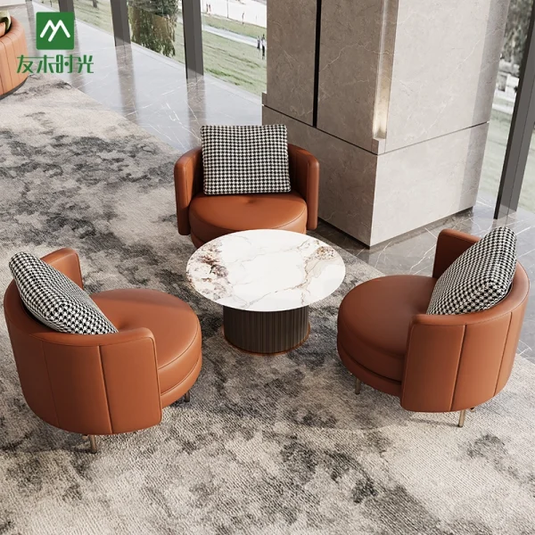 Factory Supply Commercial Lobby Furniture – Semi-Circular Sofas, Chairs, and Coffee Tables