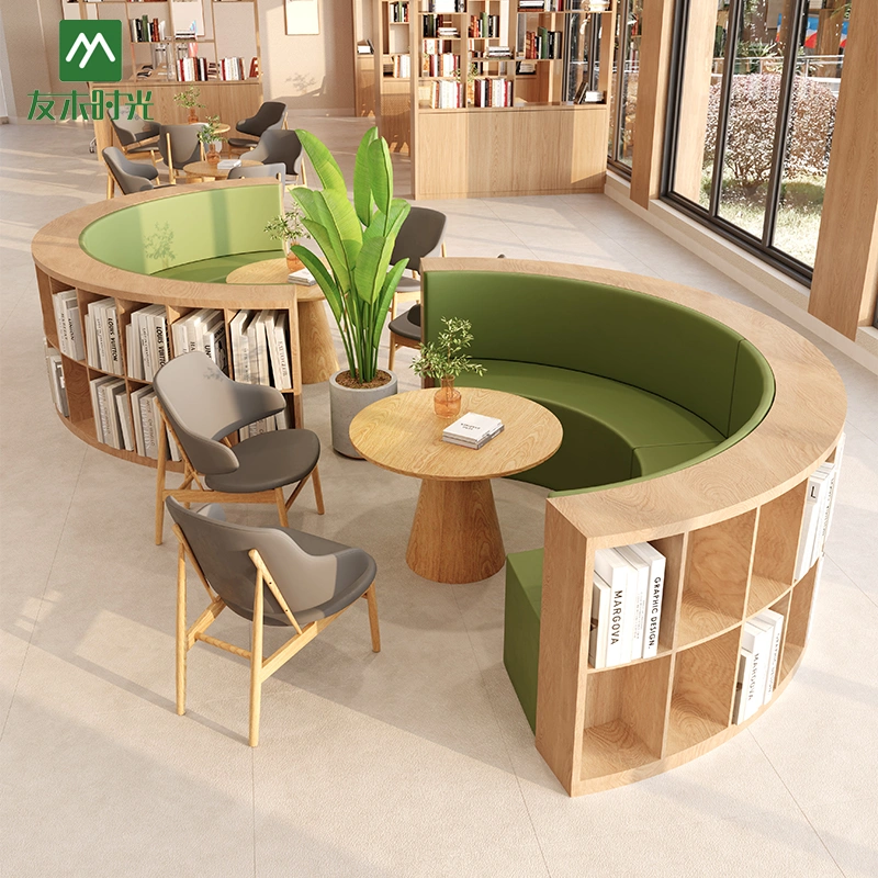 Wholesale Library Furniture – Customizable Semi-circular Booth Sofas and Tables and Chairs Available - Image 5