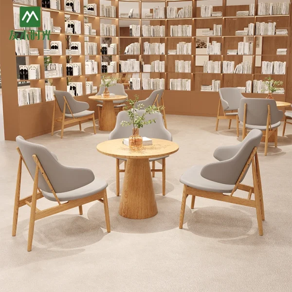 Wholesale Library Furniture – Customizable Semi-circular Booth Sofas and Tables and Chairs Available