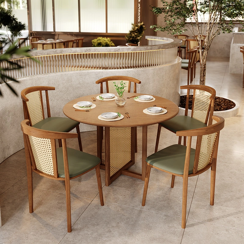 Wholesale Southeast Asian style woven rattan and solid wood dining chairs - solid wood frame structure, sturdy and durable. - 画像 (3)