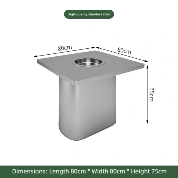 Wholesale Industrial-style Themed Stainless Steel Hot Pot Restaurant Table and Chair Sets