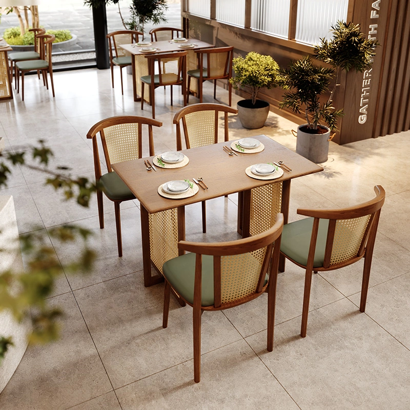 Wholesale Southeast Asian style woven rattan and solid wood dining chairs - solid wood frame structure, sturdy and durable. - 画像 (4)