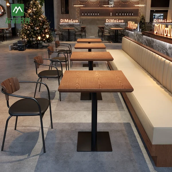 Retro-style Booth Sofa, Table, and Chair Set for Cafe, Music Restaurant, Bar