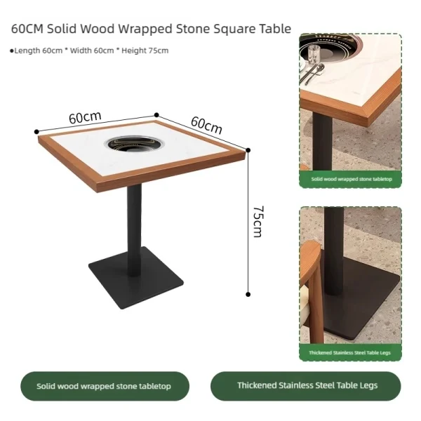 Wholesale Modular Hot Pot Table and Chair Set – 2-4 Person, 4-6 Person, 6-8 Person Restaurant Furniture Set