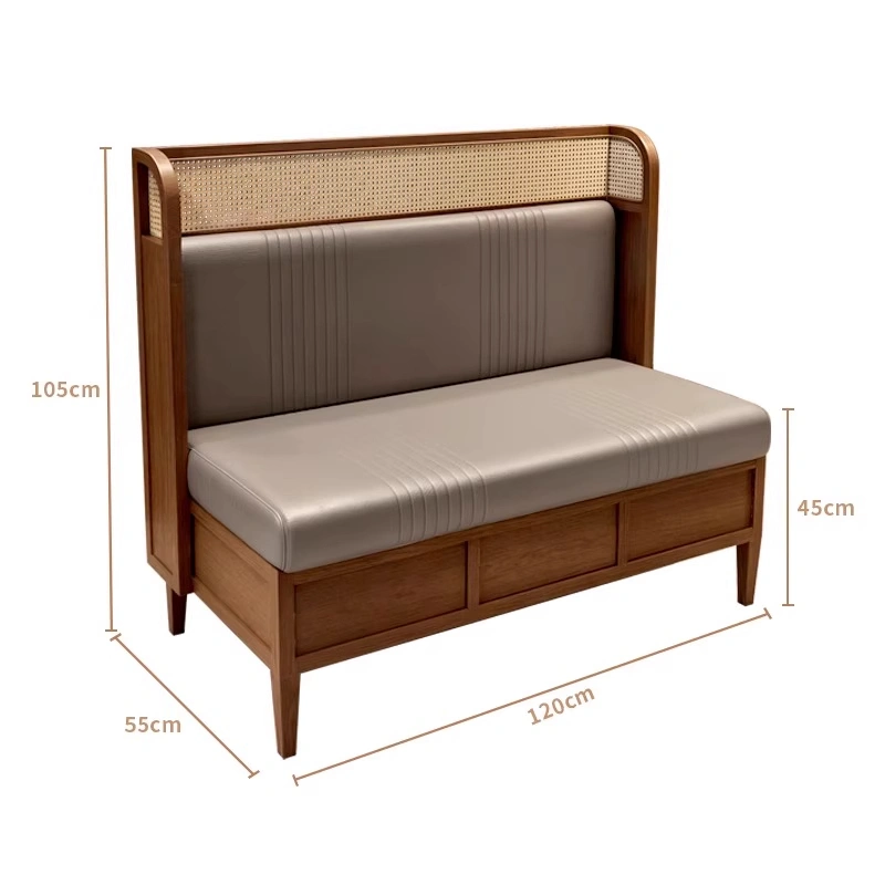 Wholesale Southeast Asian Restaurant Furniture - Rattan Backs of Booths and Chairs Paired with Slab Dining Tables — изображение 6