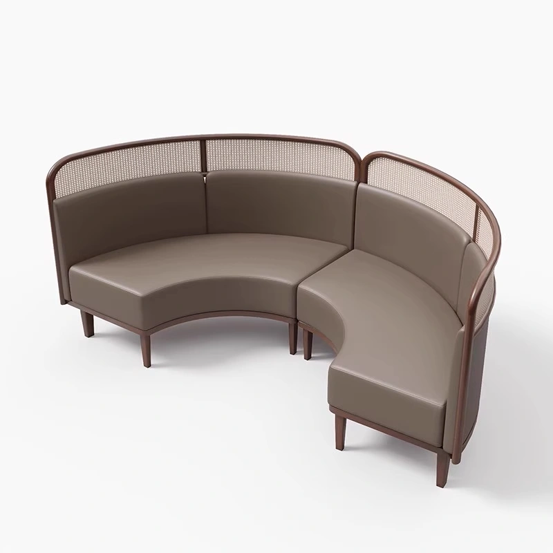 Wholesale Southeast Asian Restaurant Furniture - Rattan Backs of Booths and Chairs Paired with Slab Dining Tables — изображение 7