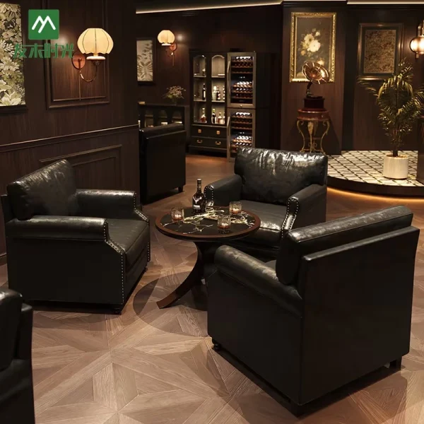 Wholesale Tavern Pub Furniture Sets – Comfortable Single Sofas and Durable Tables, Suitable for Pubs, Bars, and Retro Cafes