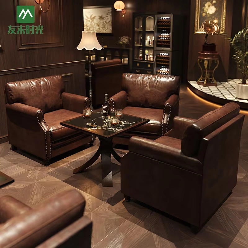 Wholesale Tavern Pub Furniture Sets – Comfortable Single Sofas and Durable Tables, Suitable for Pubs, Bars, and Retro Cafes - Image 2