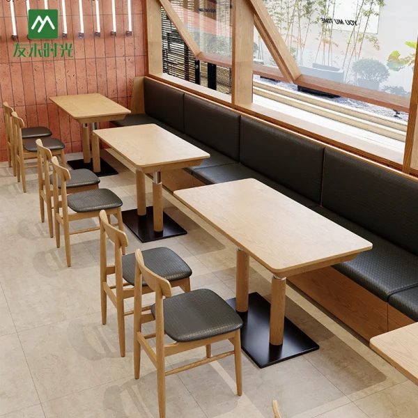 Venda por grosso de cadeiras de madeira modernas para restaurantes com mesas - Ideal para cafés e lojas de massas