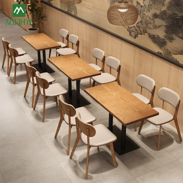 Chinese-style Restaurant Solid Wood Dining Table and Chair Set – Factory Bulk Supply