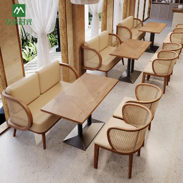 Wholesale Southeast Asian Style Thai Restaurant Rattan Table and Chair Sets