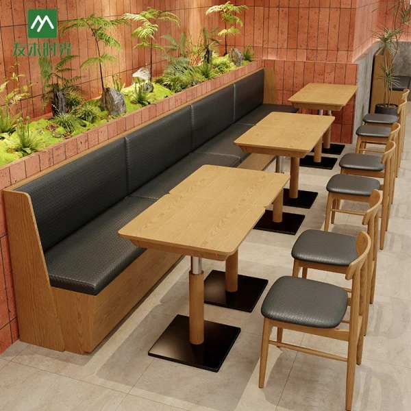 Venda por grosso de cadeiras de madeira modernas para restaurantes com mesas - Ideal para cafés e lojas de massas