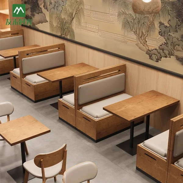 Wholesale New Chinese Style Restaurant and Noodle Shop Solid Wood Table and Chair Sets